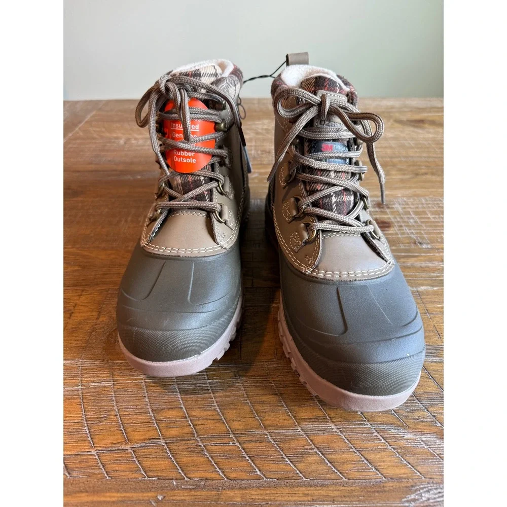 NWT Ozark Trail Womens Boots Olive Waterproof Leather 9 Snow Hiking Outdoor Duck